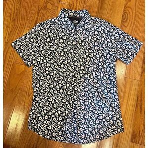 Mens Floral Short Sleeve Button-Down Shirt Med 100% Cotton NEW Preppy Classic